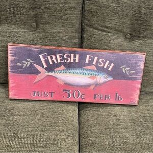 Vintage Style Fresh Fish Wall Sign – Retro Kitchen & Home Decor